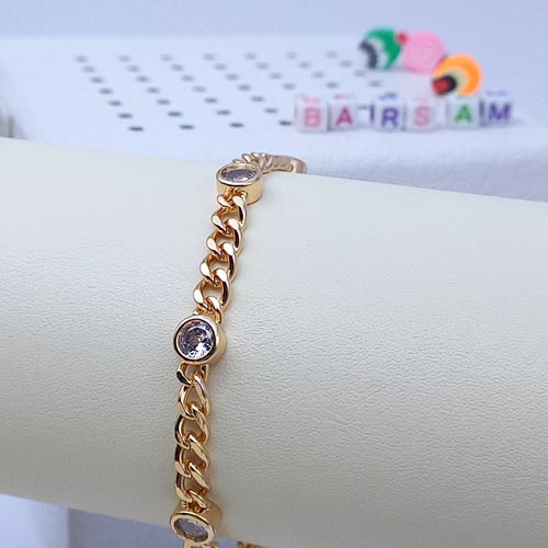 قیمت دستبند طلایی زنانه طرح کارتیه نگین دار ysx