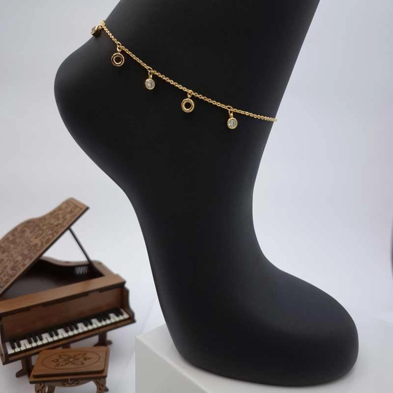 خرید اینترنتی پابند زنانه نگین دار طلایی xuping