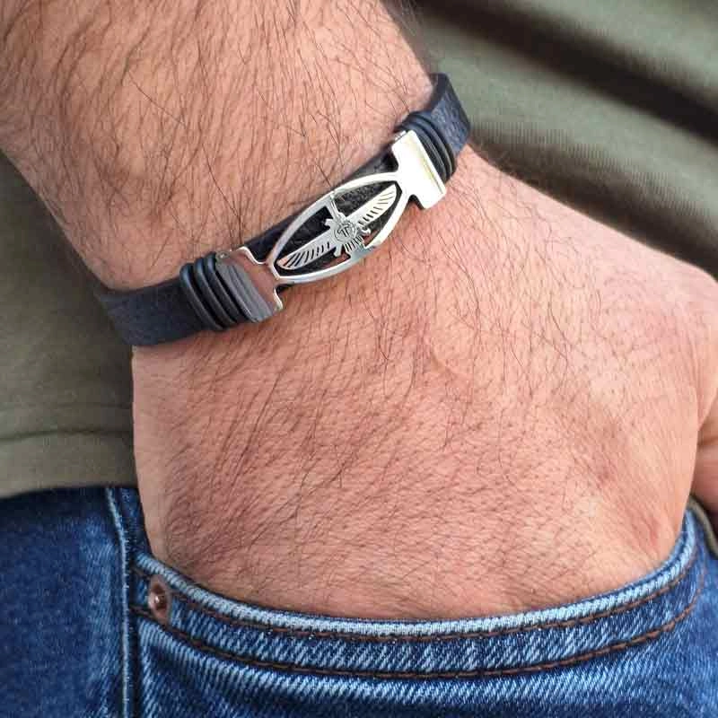 خرید دستبند چرمی مردانه زنانه استیل