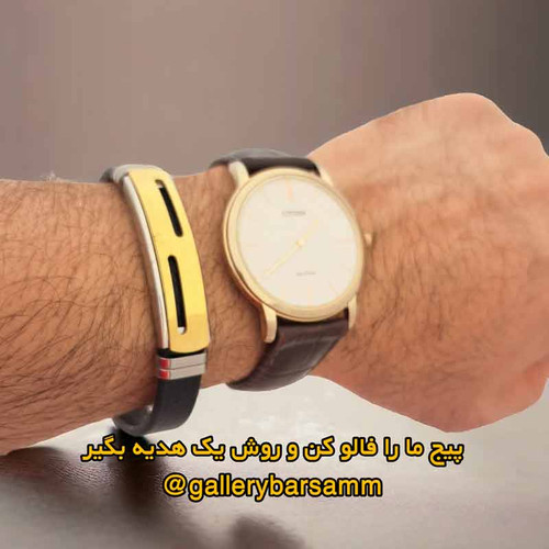 خرید دستبند چرمی مردانه زنانه استیل طلایی