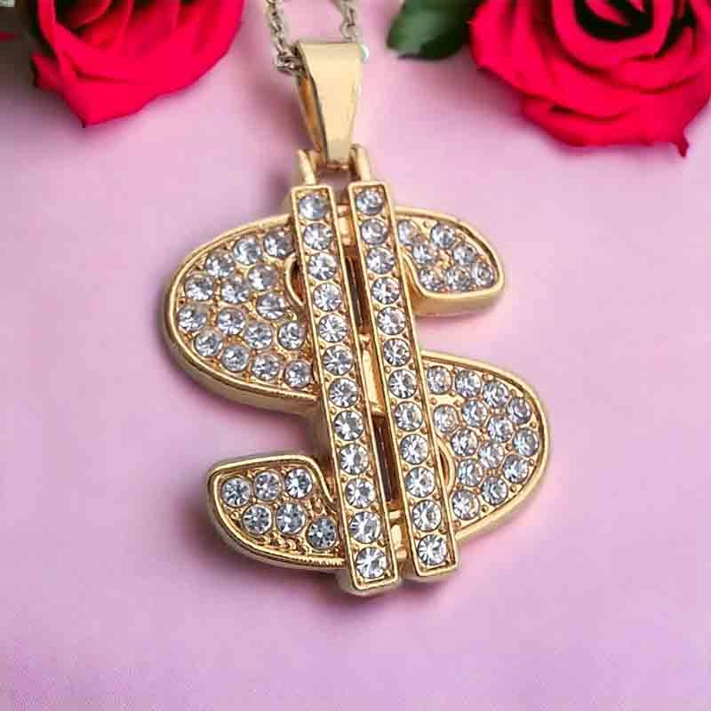 خرید آنلاین پلاک و زنجیر نگین دار گردنبند زنانه