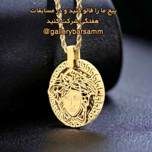 قیمت گردنبند استیل آویز مردانه پلاک زنجیر ورساچه