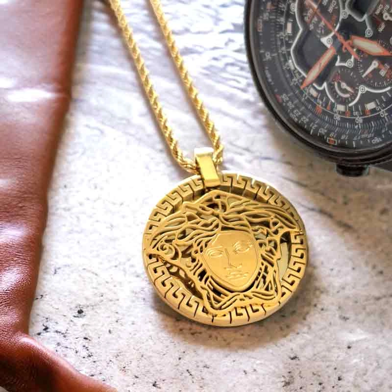 خرید گردنبند استیل آویز مردانه پلاک زنجیر ورساچه