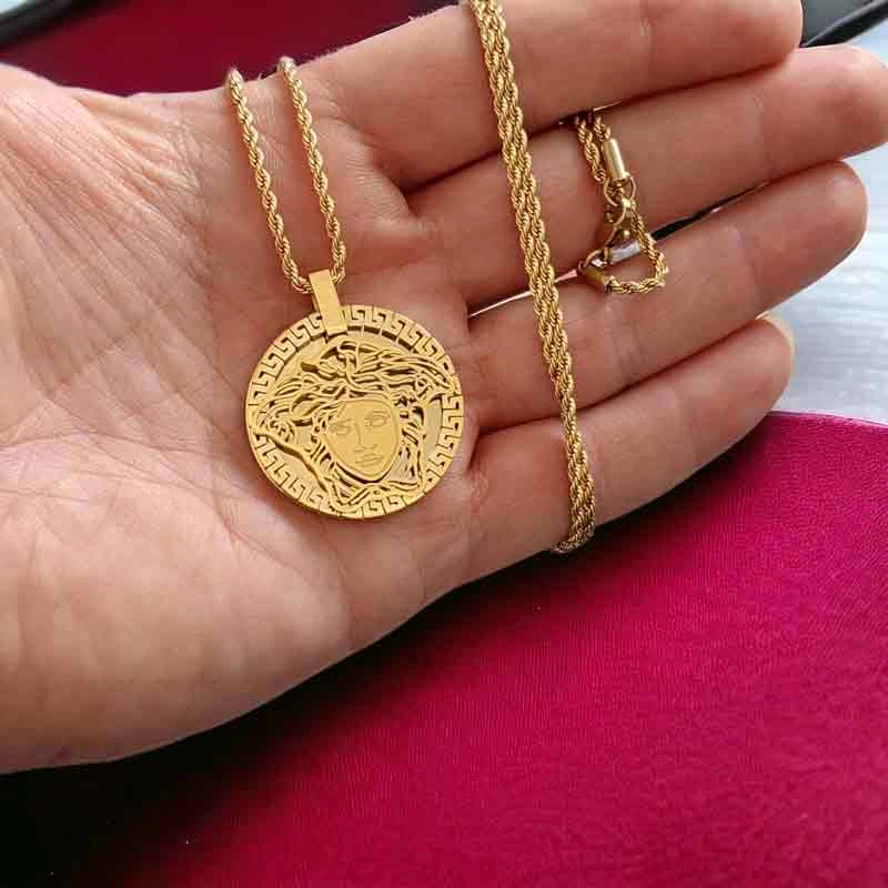 خرید اینترنتی گردنبند استیل آویز مردانه پلاک زنجیر ورساچه