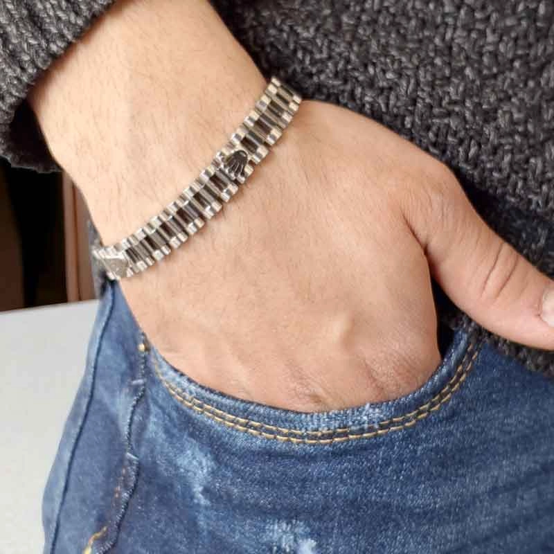 خرید دستبند استیل سیلور مشکی مردانه زنانه رولکس rolex