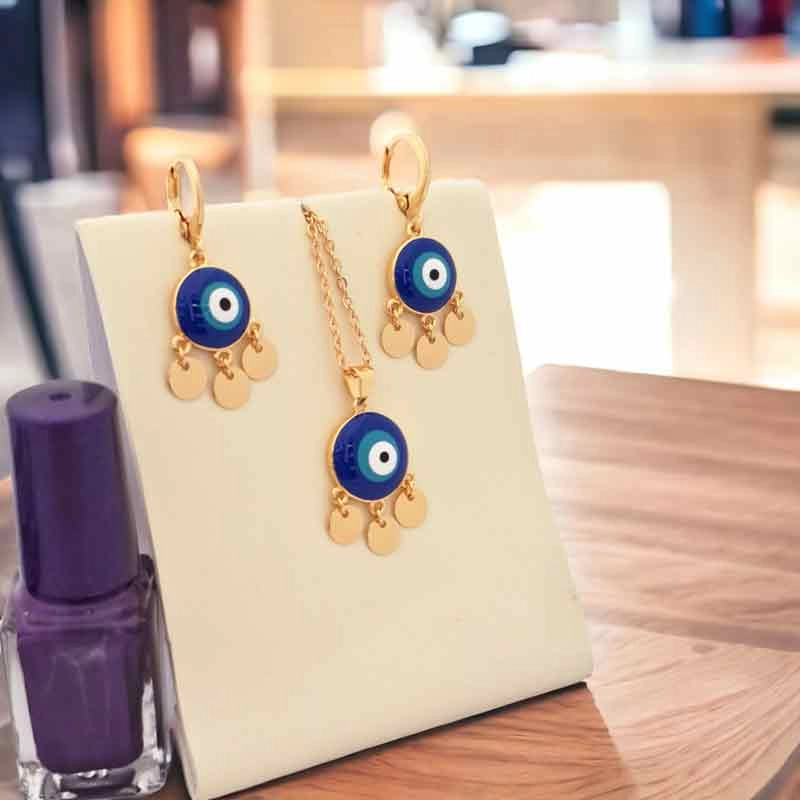 خرید اینترنتی نیمست استیل چشم و نظر طلایی