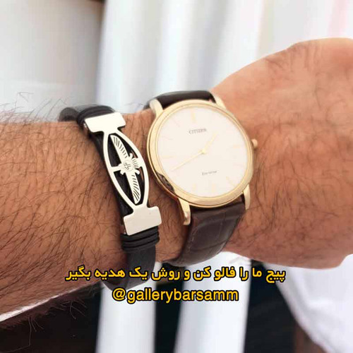 قیمت دستبند چرمی مردانه زنانه استیل فروهر سیلور