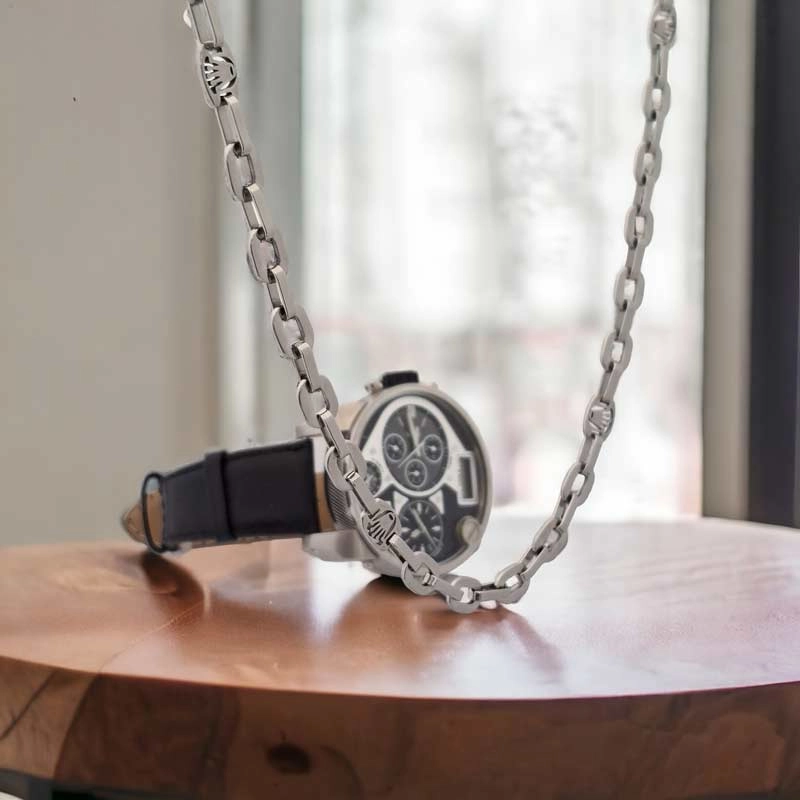 خرید اینترنتی زنجیر استیل مردانه گردنبند مردانه Rolex  گردنبند و زنجیر رولکس سیلور