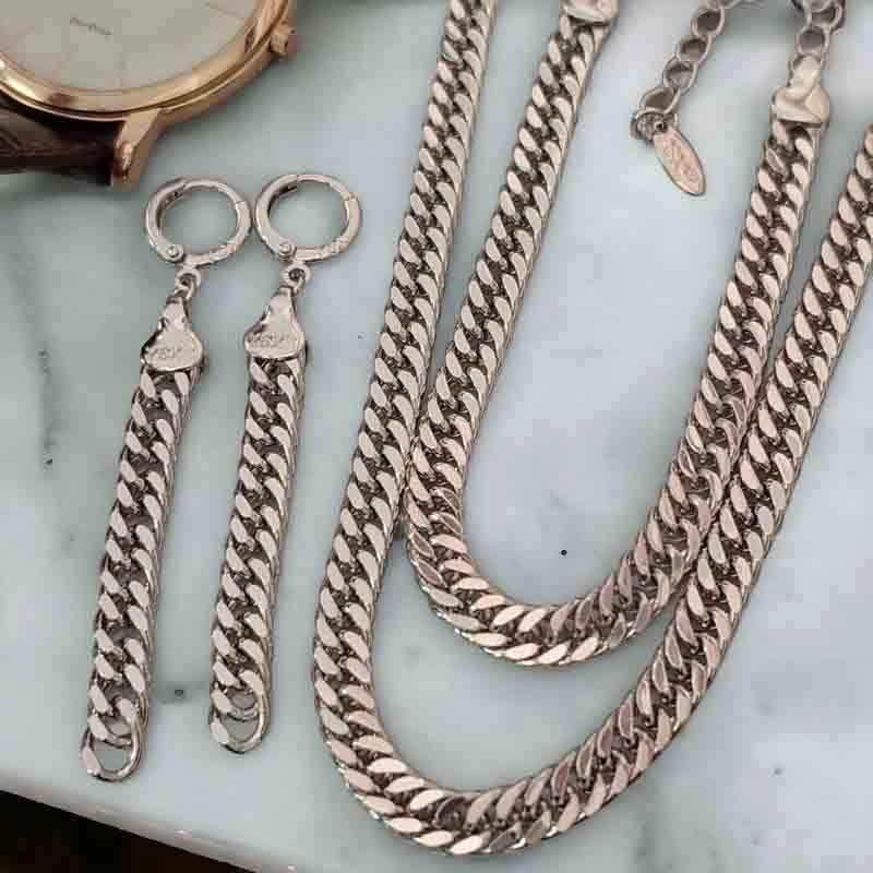 خرید نیمست استیل کارتیه گردنبند دستبند گوشواره سیلور